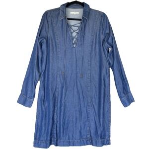 7 For All Mankind Chambray Dress Womens M Long Sleeve‎ Western Coastal Cowgirl